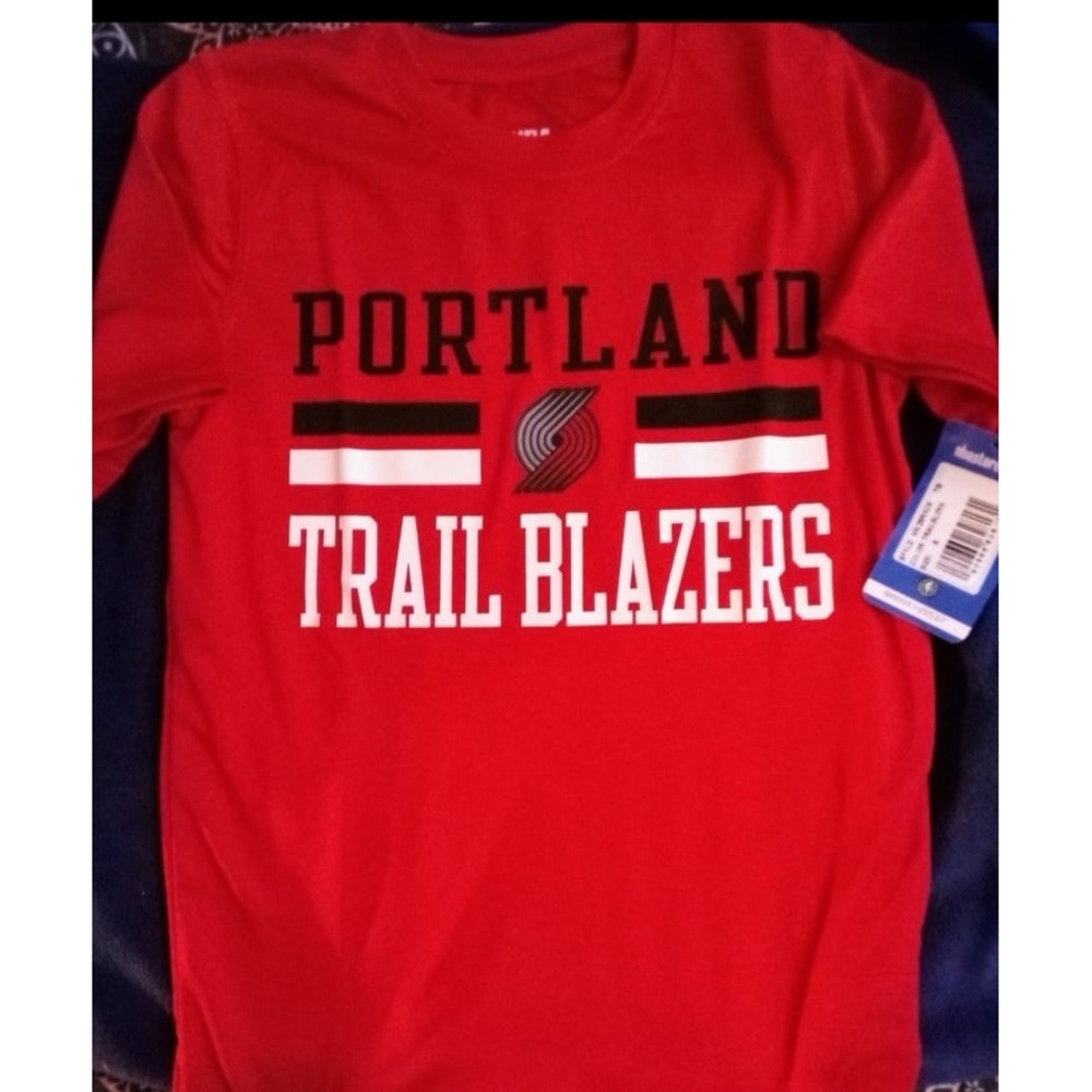 NEW NBA Boys Short Sleeve Moisture Wicking Tee - Portland Trailblazers - S 8